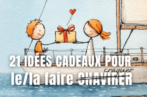 deux plaisanciers s'échangent des cadeaux sur un voilier